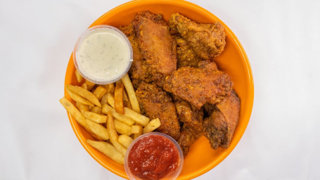 Lemon Pepper Wings With Fries 10 Piece