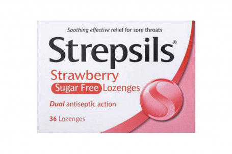 Strepsils Strawberry Sugar Free Lozenges 36 Lozenges