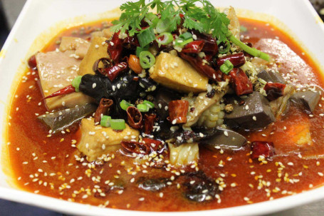 Boiled Blood Curd, Beef Tripe In Spicy Chilli Oil Tè Sè Máo Xuè Wàng