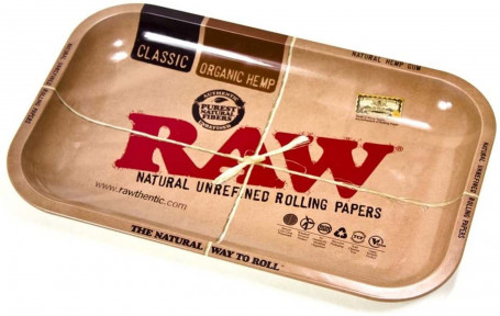 Raw Small Metal Rolling Tray 27.5 X 17.5 Cm Metal Brown