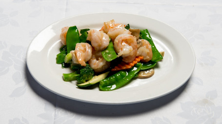 Garlic King Prawns With Snow Peas