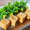 spicy fried tofu, avocado and japanese herbs (v)