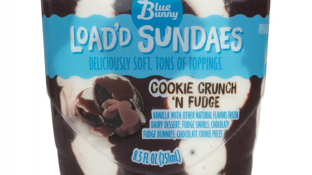 Blue Bunny Load'd Sundaes Cookie Crunch N Fudge 8.5