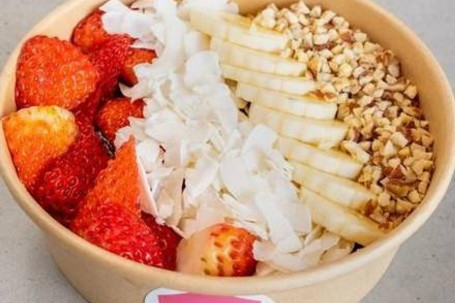 2 Bowl Topped With Banana, Strawberries, Coconut Flakes Almonds