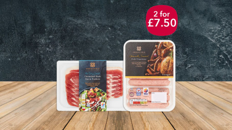 2 Por £ 7,50 Co-Op Irresistível Salsicha Bacon