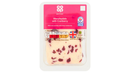 Queijo Wensleydale Britânico Co-Op Com Cranberry 200G