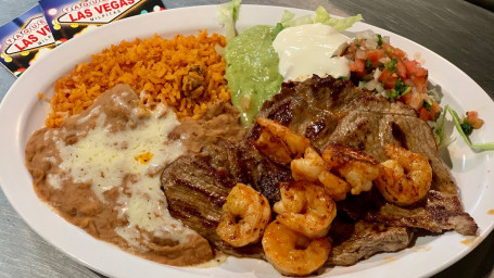 Camarones N' Carne Asada Plate