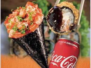 1 Temaki Filadélfia 10 Hot Filadélfia 1 Coca Cola 350Ml