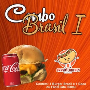 Combo Burger 1: (1 Burger Brasil e 1 Coca lata 350mlr)