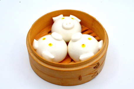 Jīn Shā Féi Zhū Zǐ Liú Shā Bāo Piggy Custard Buns 3Pcs