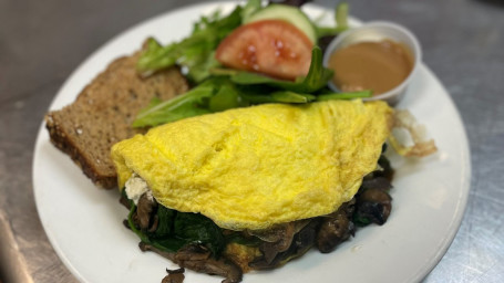 Wild Mushroom, Spinach Goat Cheese Omelet