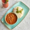 Chickpea lentil curry served with rice