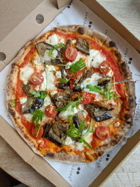 Grilled Aubergines, Tomato Sauce, Mozzarella, Cherry Tomatoes, Feta, Rocket