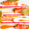 Gambero rosso di sicilia, maionese ai porcini, lampone, cialda di riso alle alghe