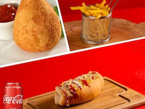 Combo Promocional: 1 Dogão 15Cm 1 Coxinha 1 Batata Frita 1 Refri Lata)