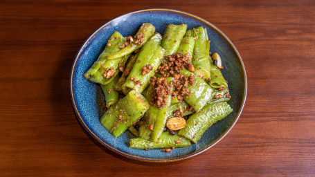 Hǔ Pí Jiān Jiāo Pan-Seared Green Chili Pepper (With Bacon)