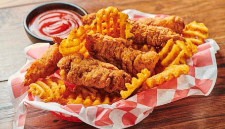 Spicy Chicken Fingers Waffle Fries