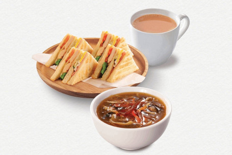 Gōng Sī Sān Wén Zhì Quán Fèn ． Pèi Shí Pǐn、 Chá Fēi Club Sandwich Whole ． W Food． W Tea Or Coffee