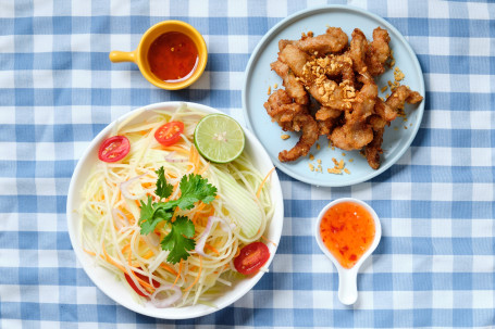 Zhà Zhū Jǐng Ròu Qīng Mù Guā Sī Shā Lǜ Thai Green Papaya Salad With Pork Neck