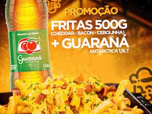 Fritas Com Cheddar, Bacon, Cebolinha E 1 Guaraná 1,5L