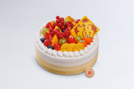 Fú Qì Mǎn Mǎn Xiān Guǒ Jì Lián Dàn Gāo (7Cùn Wonderful Grace Fresh Fruit Cream Cake (7 Inch