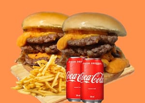 2 Smash Burger Three+2 Coca Lata 350M+Fritas Media