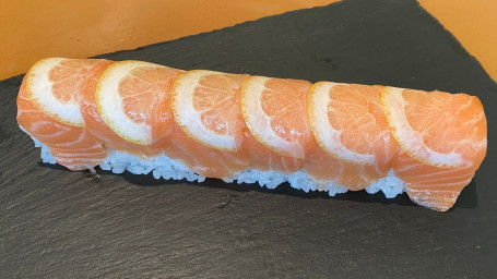 Salmon W/ Lemon (Outside), Avocado Crab (Inside) Roll