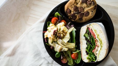 Sandwich, Salad, Chocolate Chip Cookie