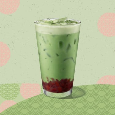 Red Bean Pure Matcha Latte Hóng Dòu Chún Xiāng Xiān Nǎi Mǒ Chá