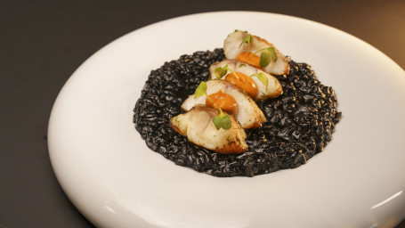 Monkfish, Nero Risotto, Romesco, Citric Fruits