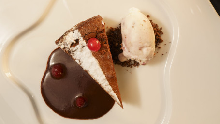 The 58% Chocolate (Creamy Chocolate Cake, Cherry, Cocoa Crumble, Amarena Ice Cream)