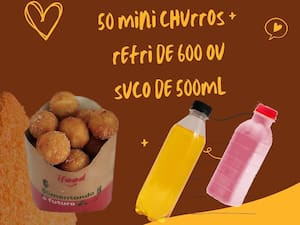 50 Salgados E Churros Mini+Refri 600Ml Ou Suco 500Ml