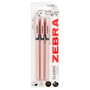 Zebra Clssic Rose Gold Ballpoint Pens 3 Pack