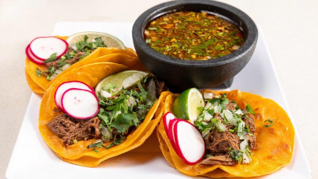 3 Birria Tacos With Consomé