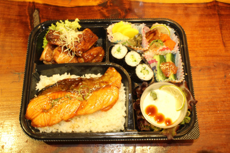 Double Up Bento A (Salmon Teri& Chicken Teri)(Halal)-Miso Soup Not Included