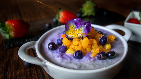 Vegan Blueberry Rice Pudding Gf