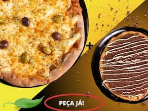 Pizza Grande (8 Pedaços) Frango Crocante 1 Pequena Doce De Brigadeiro