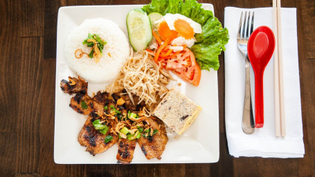 S5. Combo Special Grilled Pork, Egg Quiche Bean Curd, Shredded Pork With Broken Rice