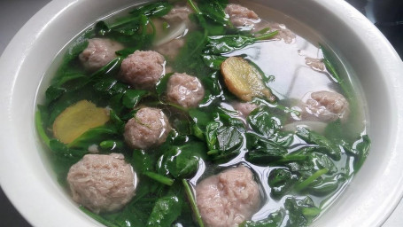 1. Bean Sprout Meatball Soup Dòu Miáo Yuán Zi Tāng