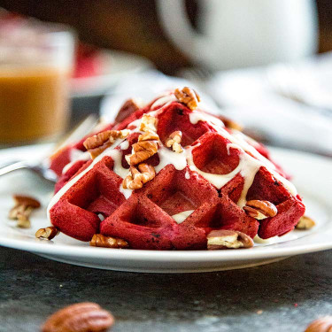 Waffle De Veludo Vermelho