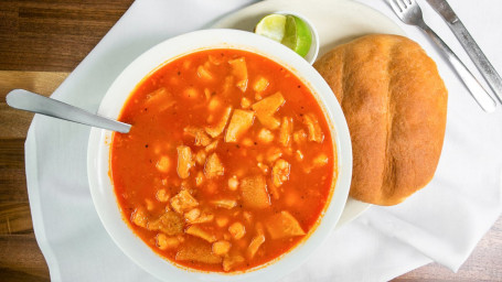 #13 Menudo Beef Tripe Hominy W/ Red Chile