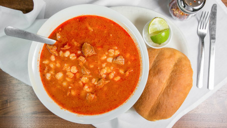 #14 Posole Diced Pork Hominy W/ Red Chile