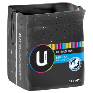 U By Kotex Pads Regular Ultrathin With Wings 14Pk