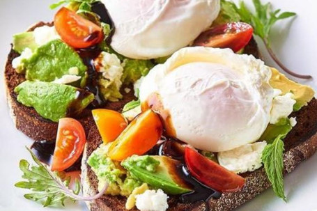 Smash Avocado And Feta With Poached Eggs