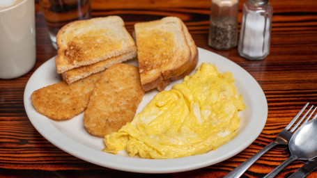 2 Eggs With Hash Browns Toast