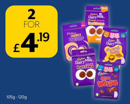 Cadbury Chocolate Bags 2 For 4.19