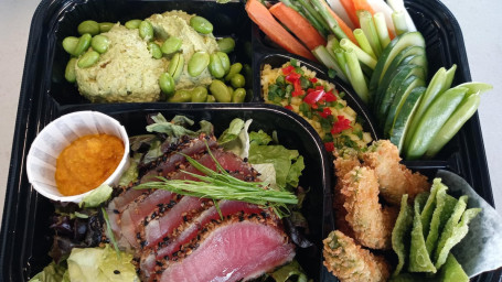 Sesame Crusted Ahi Tuna Edamame Hummus Bento Box