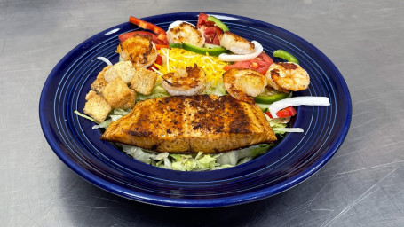 63. Grilled Salmon Shrimp Salad