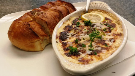 Crab Casserole With Baked Bread For Dipping