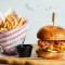 Cajun Spiced Chicken Burger And Fries Grilled